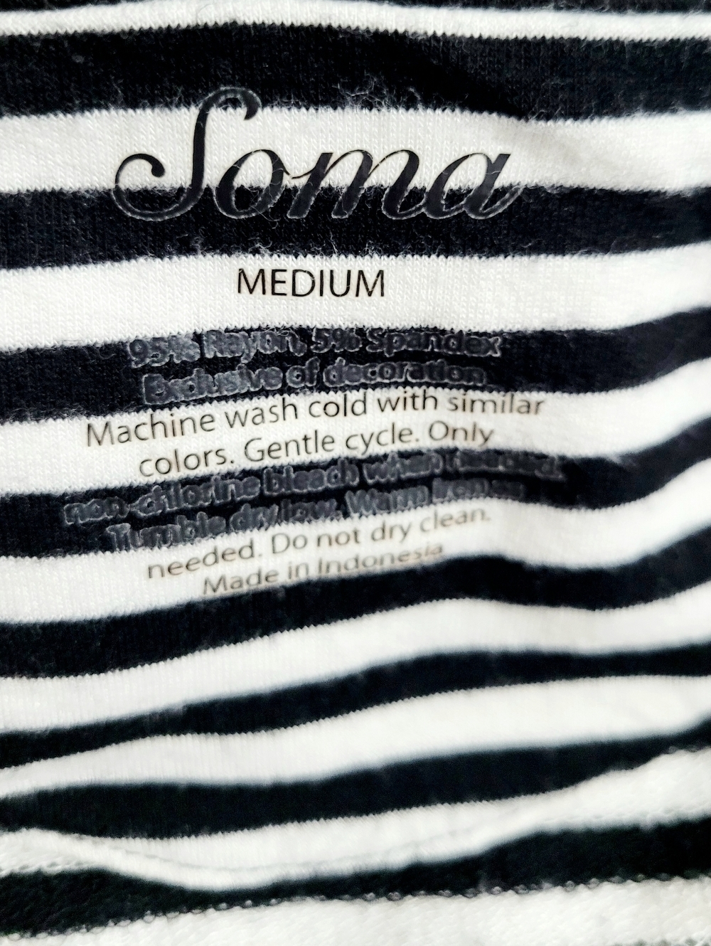 Soma Black White Striped Hoodie Tunic Top Women’s Medium Long Sleeve Casual Soft - Picture 6 of 10